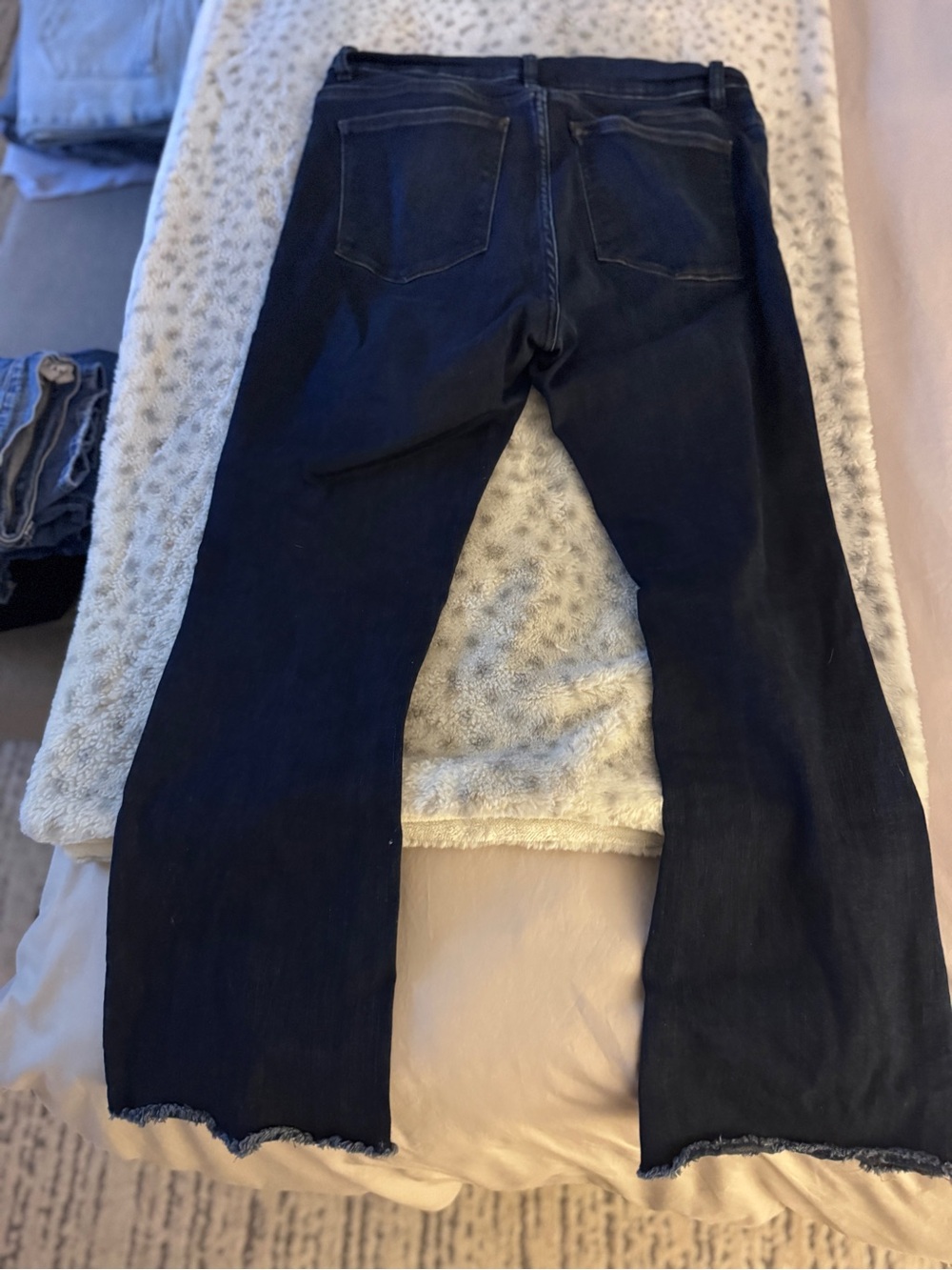 DL1961 Dark Blue Flare Jeans with Raw Hem